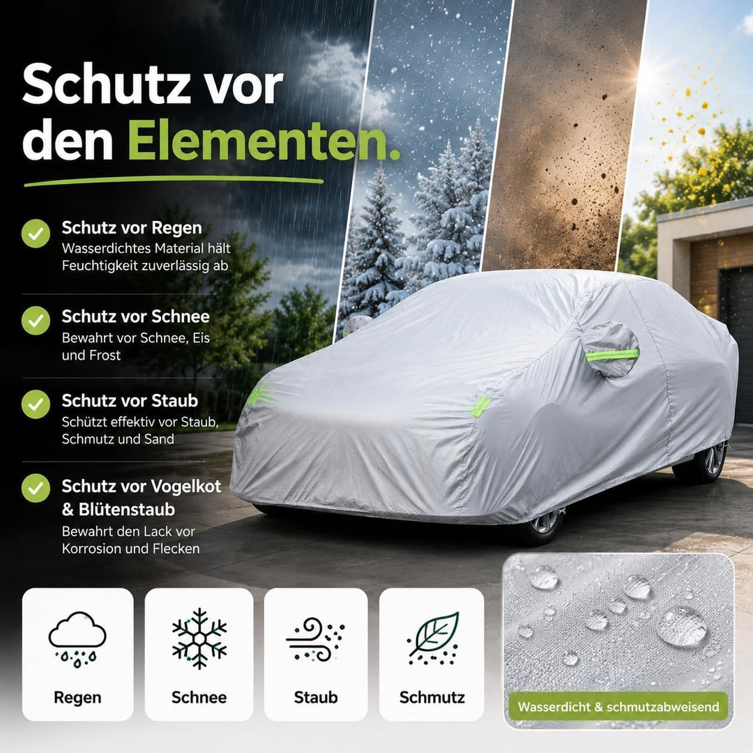 autogadget® 1x Autoschutzhülle Auto Abdeckung Autozubehör - Car Cover - Autoplane Silber Hülle Plane
