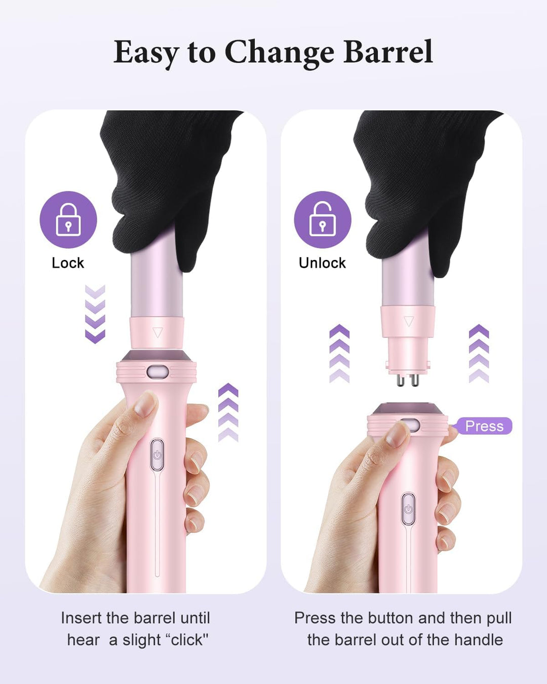 BESTOPE PRO Lockenstab, 5 in 1 Lockenstäbe Set mit Glätteisen, Thermobürste, 3 Keramische Lockeneise