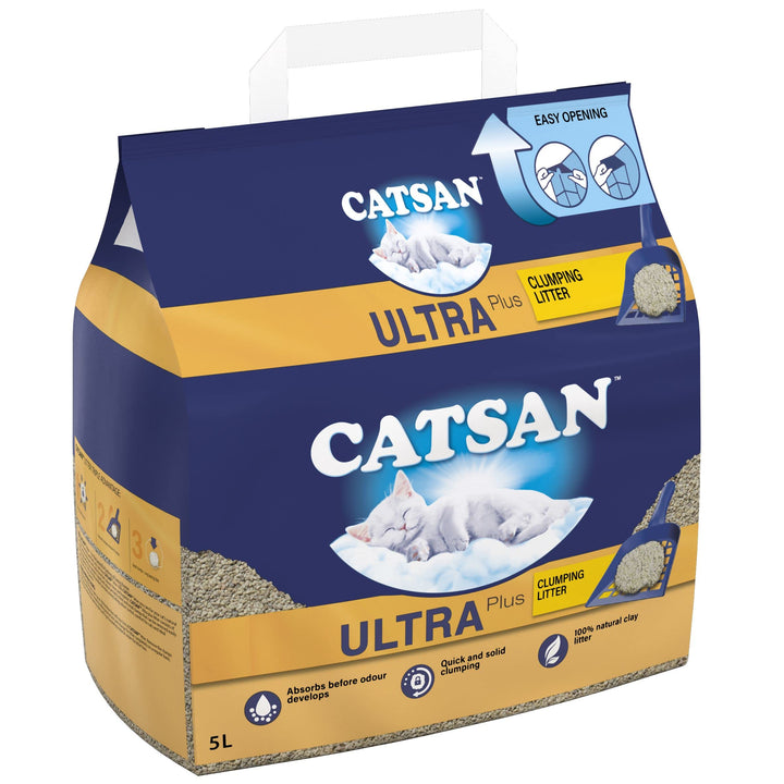 Catsan Klumpstreu, geruchsbeseitigend, extra saugfähig, Packung mit 3 x 5 Liter Klumpende Streu, Klu