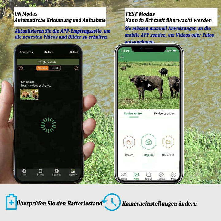 Wildkamera 4G APP 120 MP 4K, Wildtierkamera mit SIM-Karte, Telefon-Sende-Foto, Nachtsichtkamera 850n