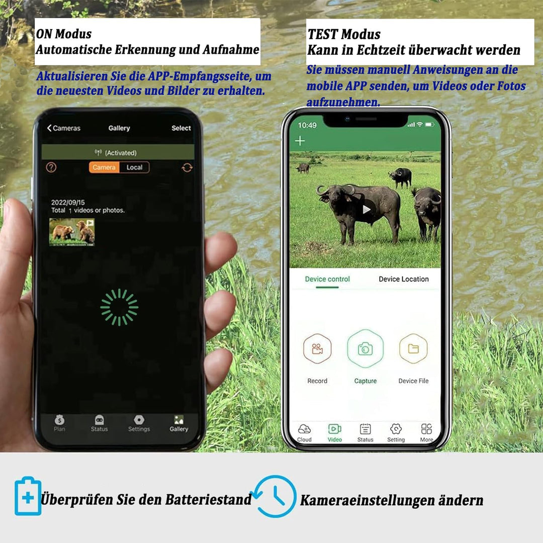Wildkamera 4G APP 120 MP 4K, Wildtierkamera mit SIM-Karte, Telefon-Sende-Foto, Nachtsichtkamera 850n