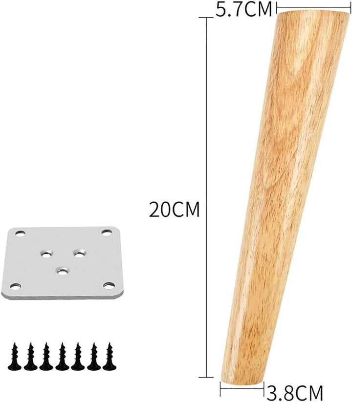 Qrity Möbelfuss Holz, 4 Stück 20cm Holzfüsse Möbelfüsse Sofafüsse mit Montageplatten & Schrauben für