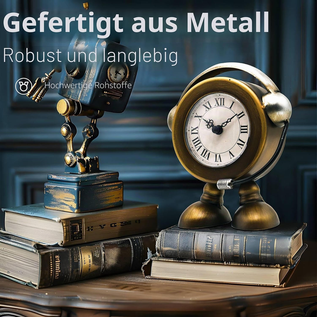 YOUKI Roboter Kaminuhr,Standuhr Klein,Tischuhr Vintage,Standuhren for Wohnzimmer und Schlafzimmer，Ka
