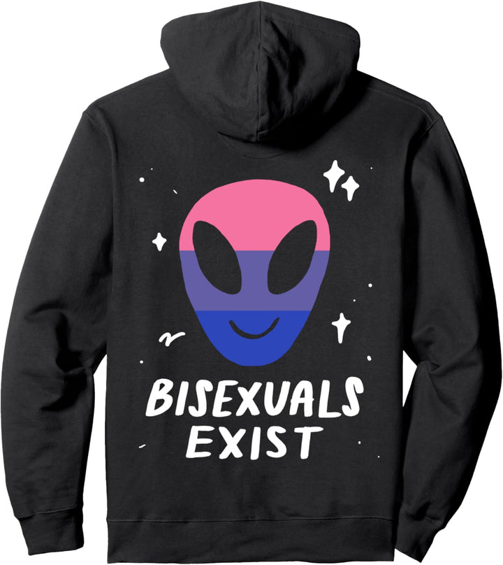 Bisexuelle existieren LGBTQ Alien Bi Pride Flagge Weltraum Pullover Hoodie