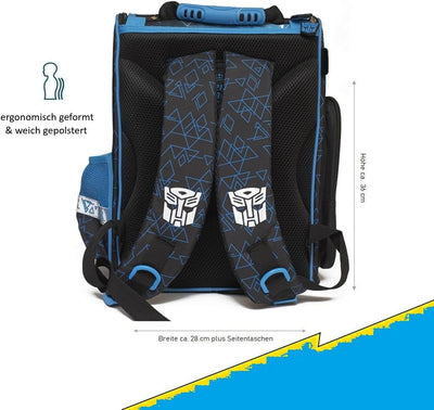 Familando Transformers Schulranzen-Set 8-tlg. | Ranzen 1. Klasse | Schultasche mit Sporttasche | Bla