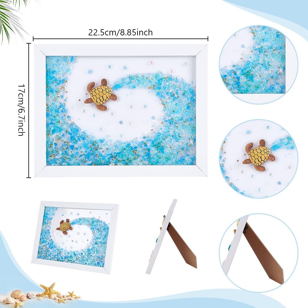 WEBEEDY DIY Resin Seeglas Kunstset Harz Sea Glass Schildkröte Fotorahmen Bastelset Mit Anleitung Für