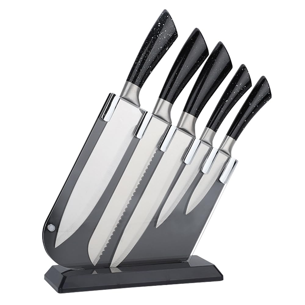 6-Piece Knife Set, Kitchen Knife Set with Knife Block - Stainless Steel Knife, with Ergonomic Handle