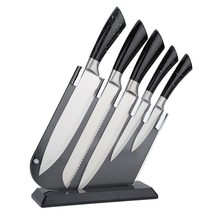 6-Piece Knife Set, Kitchen Knife Set with Knife Block - Stainless Steel Knife, with Ergonomic Handle