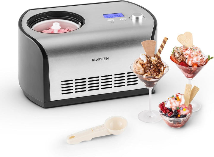 Klarstein Snowberry & Choc - Eismaschine, Speiseeismaschine, Eisbereiter, 135 Watt, 1,2 Liter Fassun