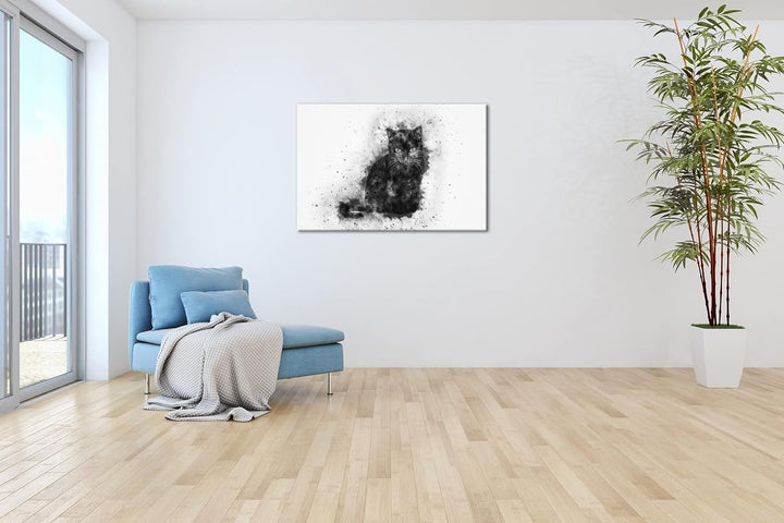 deyoli Katze Hauskatze Format: 80x60 Effekt: Schwarz&Weiss als Leinwandbild, Motiv fertig gerahmt au