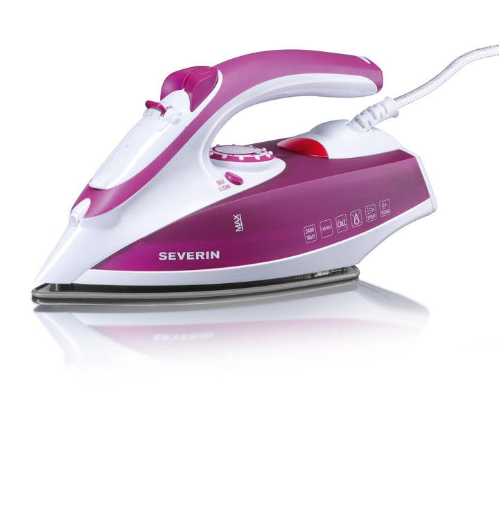 SEVERIN S73243 Dampfbügeleisen mit Keramiksohle, ca. 2.4 W, BA 3243, Weiss/Violett