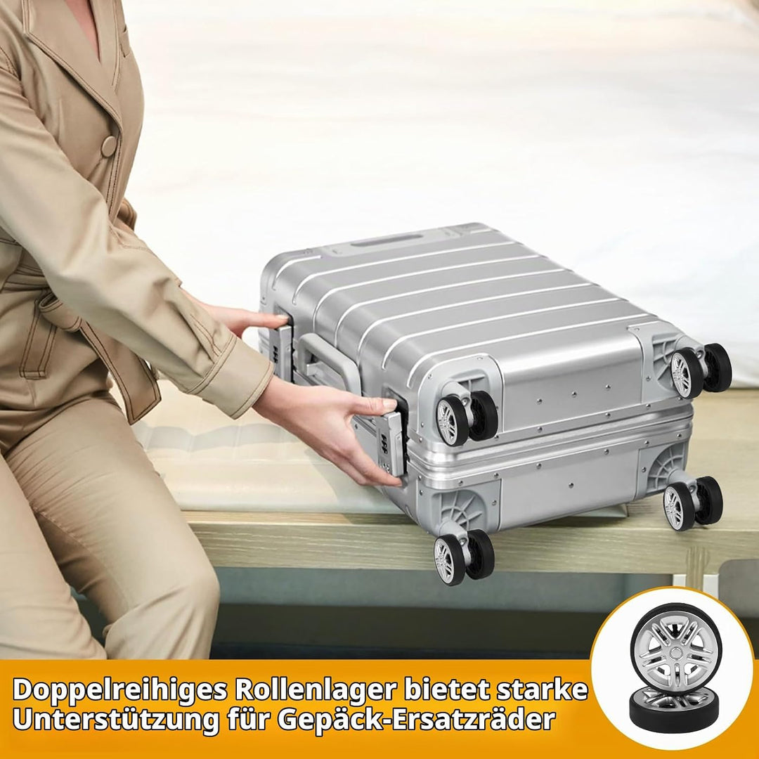 EXLECO 8 pcs Koffer Ersatzrollen 50mm x 12mm, Kofferrollen Ersatzrollen für Gepäck mit Doppelrollen,
