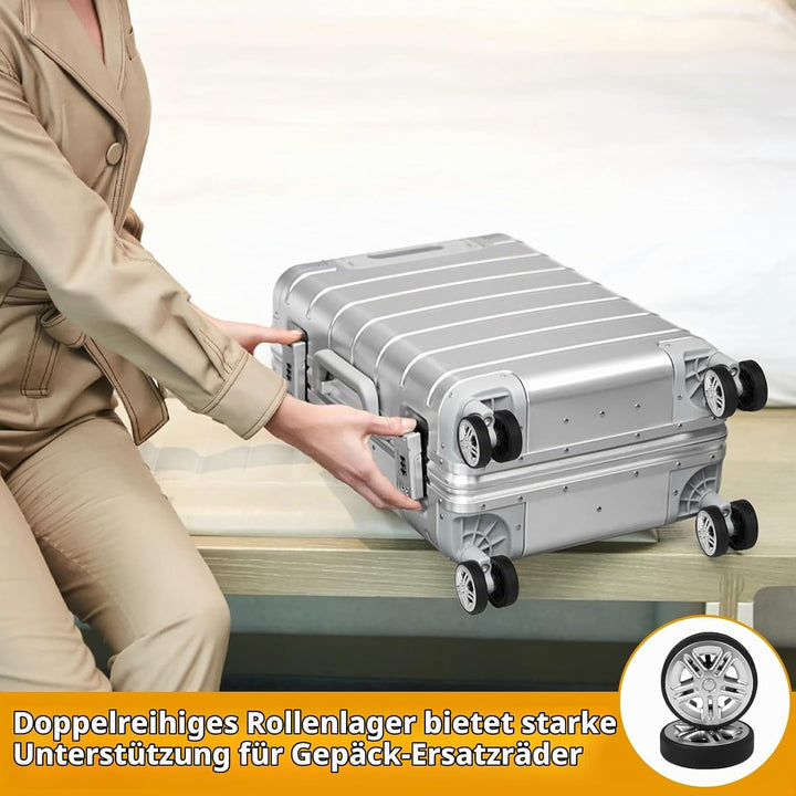 EXLECO 8 pcs Koffer Ersatzrollen 50mm x 12mm, Kofferrollen Ersatzrollen für Gepäck mit Doppelrollen,