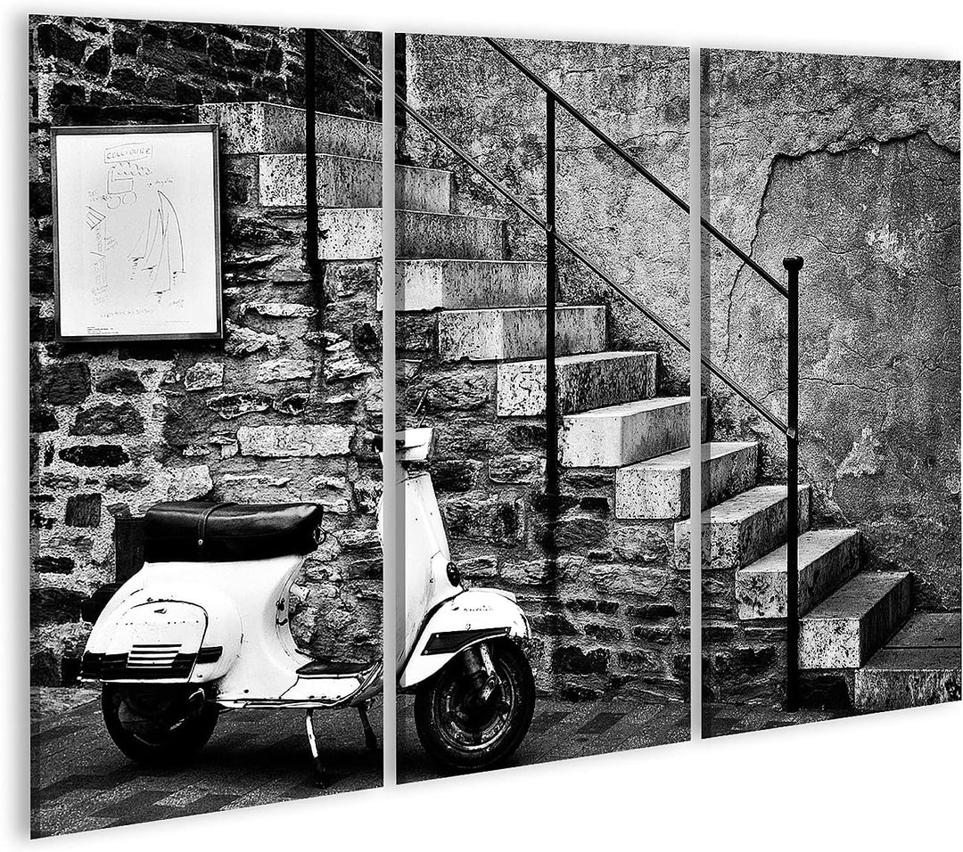 islandburner Bild auf Leinwand Alter Vespa Roller Geparkt Bei Einem Café Bilder Wandbilder Poster Le