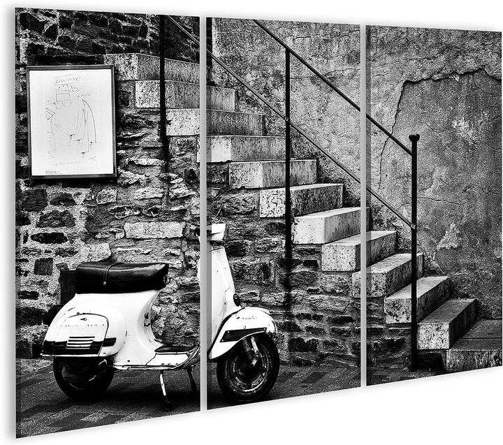 islandburner Bild auf Leinwand Alter Vespa Roller Geparkt Bei Einem Café Bilder Wandbilder Poster Le