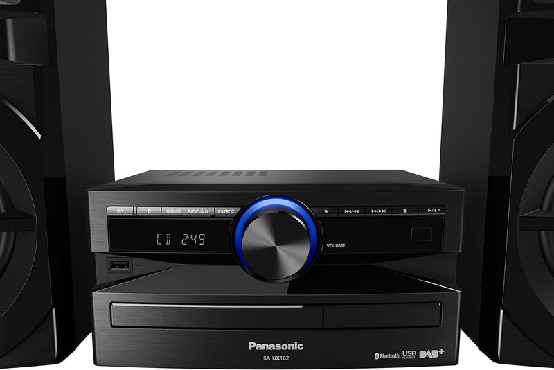 Panasonic Mini-System, 300 W, 2-Wege-Lautsprecher, Woofer:13 cm, CD-Player, CD-R/R W, Bluetooth, USB