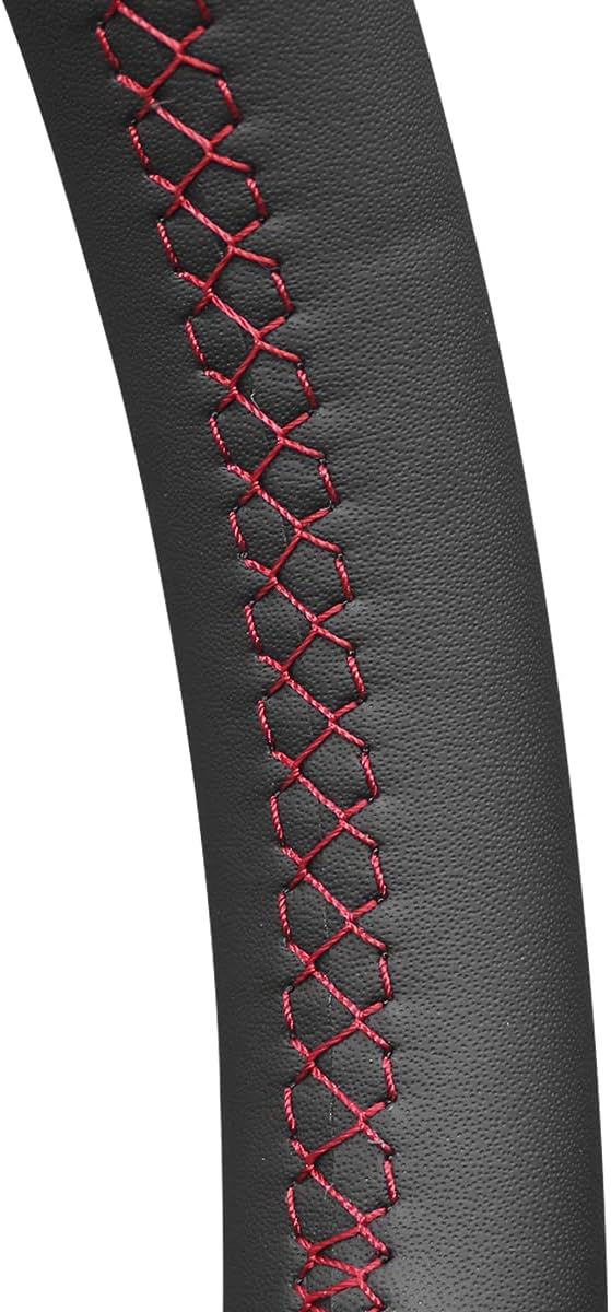 MEWANT Lenkradhülle Clio 3 2005-2012 / Lenkradzubehör für Clio Stil 01: Mikrofaser-Leder + roter Fad