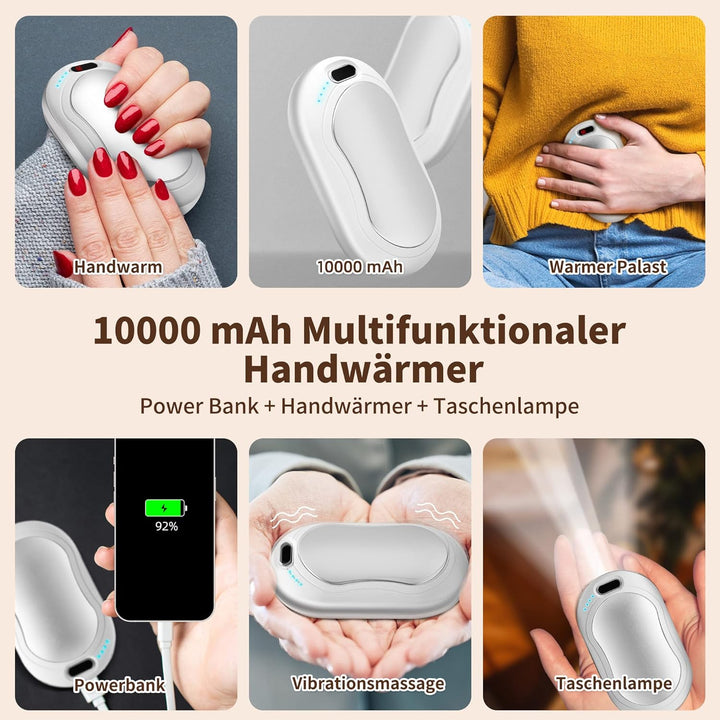 Lomvset Handwärmer Elektrisch 10000 mAh USB Wiederaufladbarer, Handwärmer Wiederverwendbar Wandern G