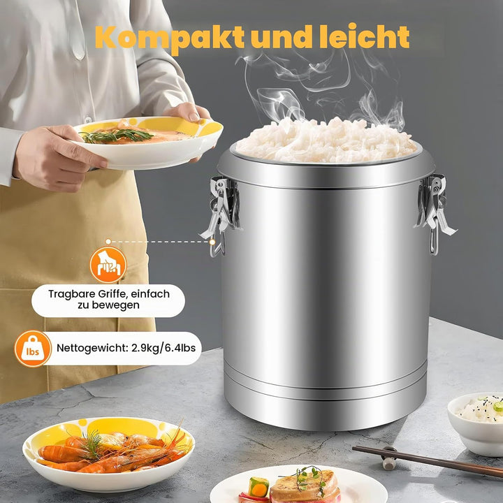 20L/40L Thermobehälter für Essen, Isolierter Eimer Mit Deckel, Edelstahl Isolierkanne, für Kaffee Te