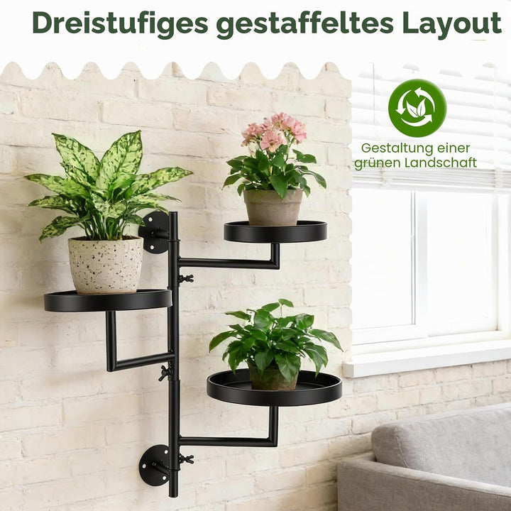 3-stöckig Drehbares Fenster-Pflanzenregal, Platzsparender Metall Blumenständer mit 180° Rotation, Wa