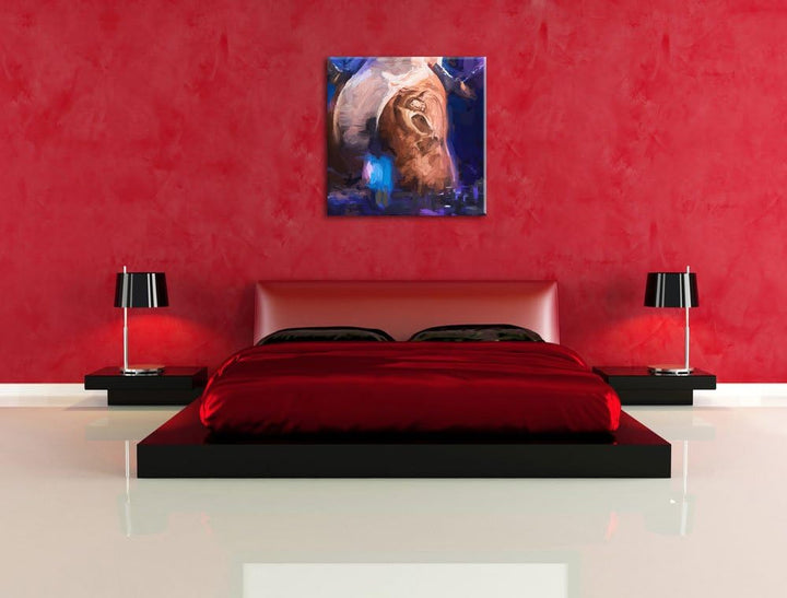 Pixxprint Sexy Frau am Plattenpult / 70x70cm Leinwandbild bespannt auf Holzrahmen/Wandbild Kunstdruc