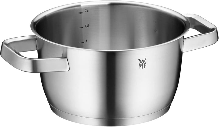 WMF Iconic Kochtopf klein 18cm, Metalldeckel, Fleischtopf Induktion 2,3l, kleiner Topf, Cromargan Ed