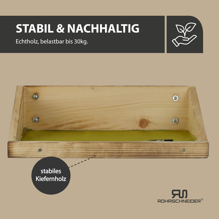Rohrschneider Katzentreppe Wand, Kiefernholz geflammt (Samt Fresh, Oliv) Holz, waschbare Stoffeinlag