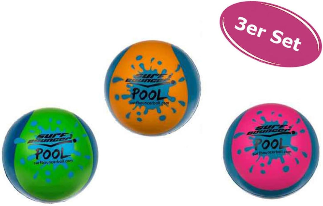 Soft Springball Pool Ball D:7 cm (3er Set) - Surf Bouncer Pool Ball springt übers Wasser, Wasserball