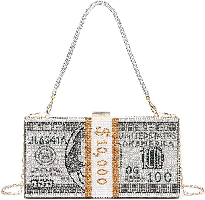 Covelin Dollar Clutch börse für Frauen Strass Abendhandtasche tasche, Grau (grau), Small, Grau