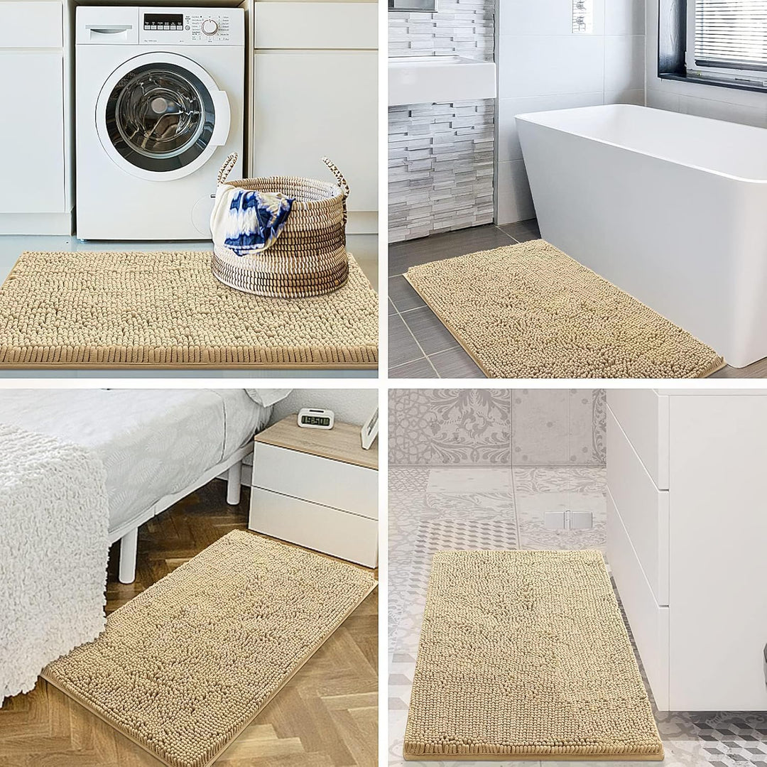 Homaxy rutschfeste Badematte Chenille Badezimmerteppich Mikrofaser Badteppich Saugfähige Hochflor Ba