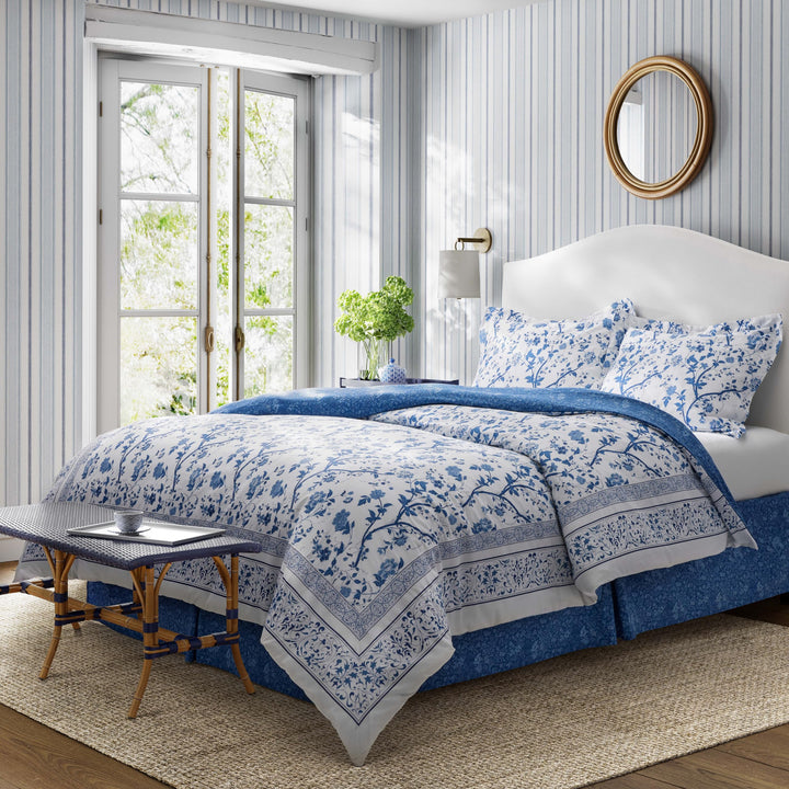 Laura Ashley - King-Size-Bettbezug-Set, Baumwoll-Bettwäsche mit passenden Kissenbezügen und Bettrock