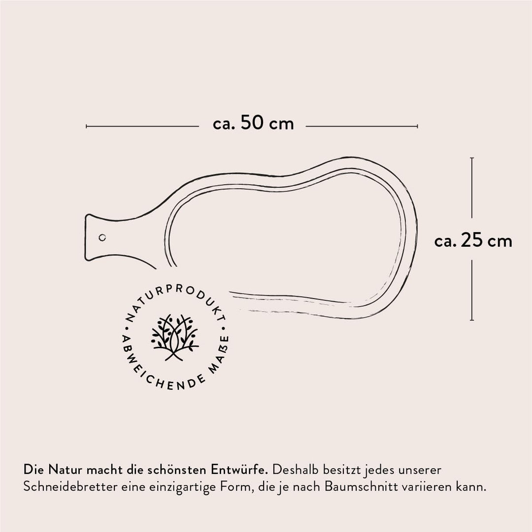 DAS OLIVENHOLZBRETT® Schneidebrett aus Olivenholz mit Saftrille und Griff im Naturschnitt/Steakbrett