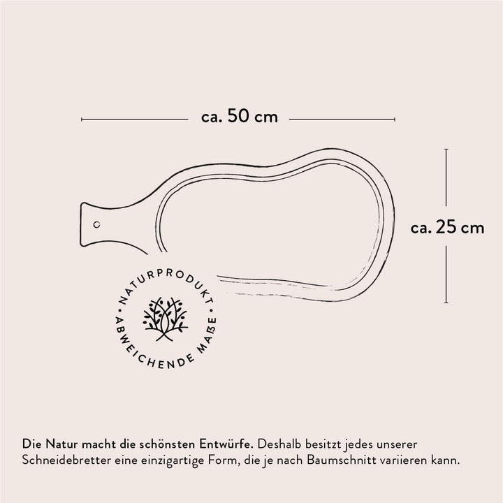 DAS OLIVENHOLZBRETT® Schneidebrett aus Olivenholz mit Saftrille und Griff im Naturschnitt/Steakbrett