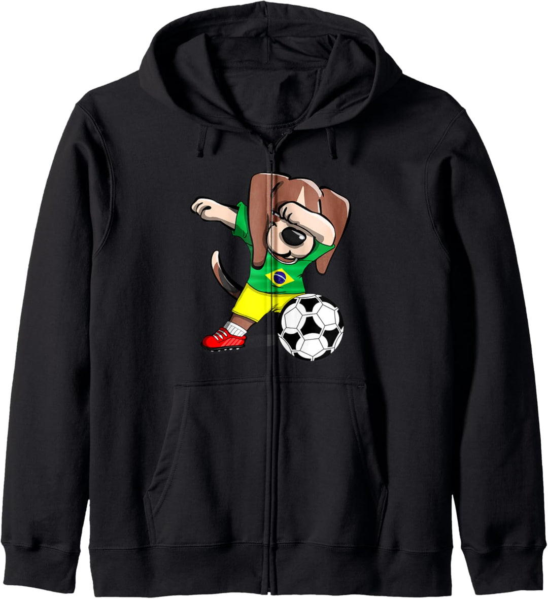Dabbing Beagle Brasilien Fussballfans Trikot Brasilianischer Fussball Kapuzenjacke