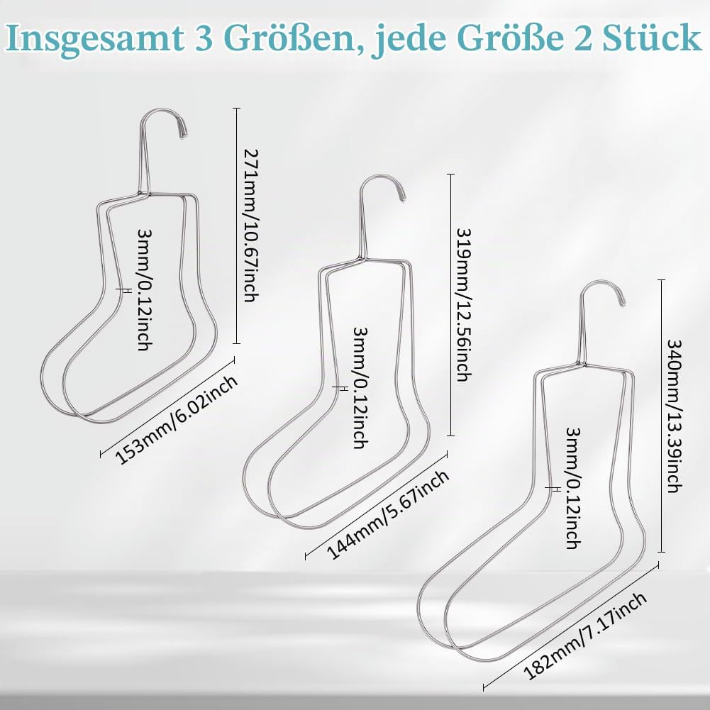 UNICRAFTALE 6 Stück 3 Grössen Sockenblocker Edelstahl Socken Trockenbügel Strick Sockenformer Metall