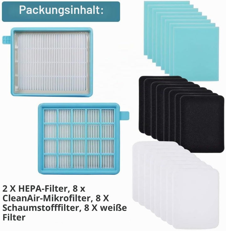KEEPOW Filter für Philips PowerPro Active Compact Eco FC8477/91, Philips Power Cyclone 4 Filter, 2x