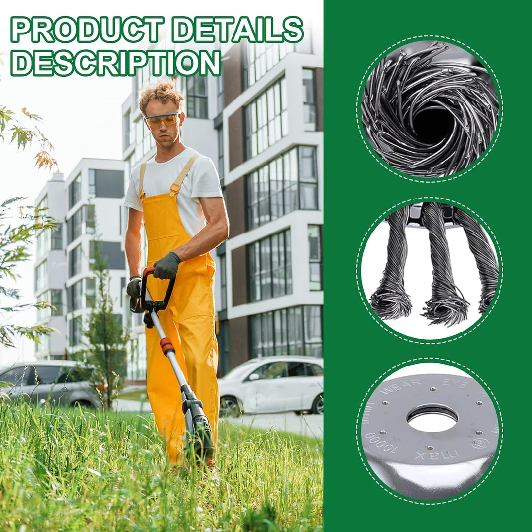 Professional Unkrautbürste Set - 2 Stücke für Rasentrimmer und Motorsense (6 Zoll + 10 Zoll) - Kegel
