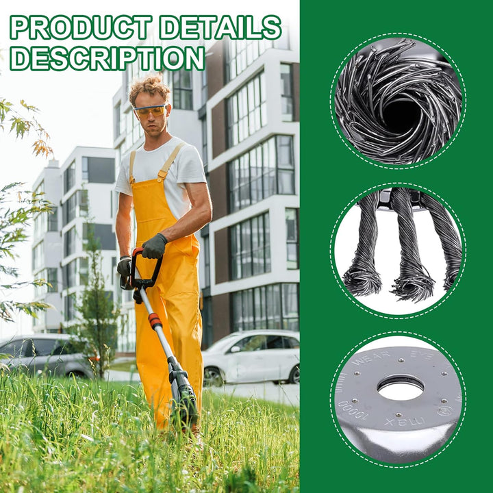 Professional Unkrautbürste Set - 2 Stücke für Rasentrimmer und Motorsense (6 Zoll + 10 Zoll) - Kegel