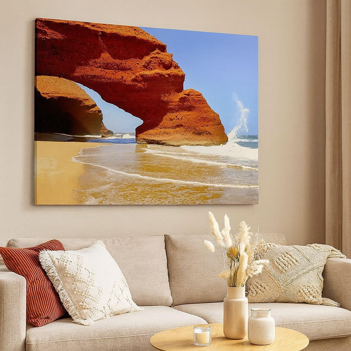 Bilder auf Leinwand Felsen Sandstein Ozean Natur Leinwandbild 70x50cm Wandbilder Dekoration Wohnzimm