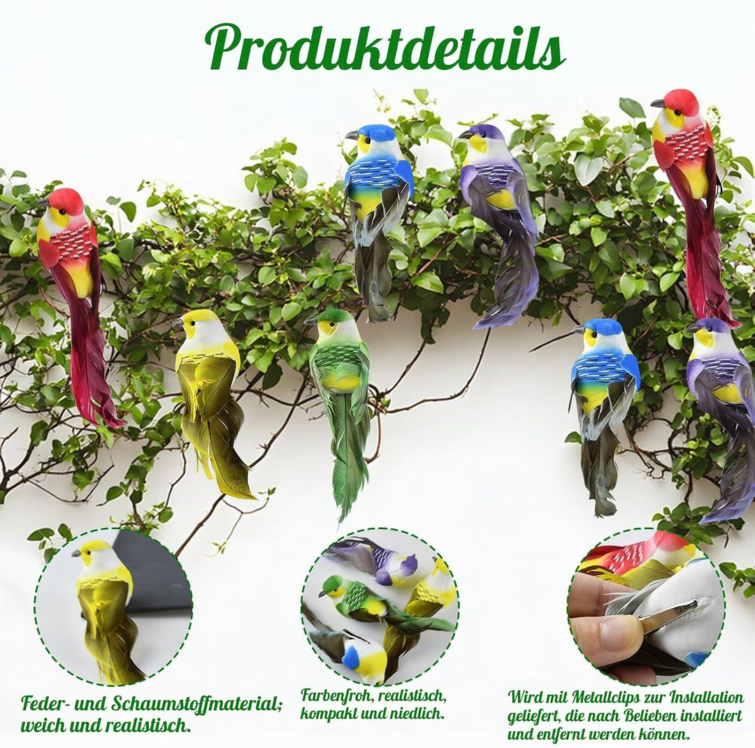 Yunyige Deko Vögel,Deko Vögel mit Clip,Dekos Vögels mit Federn,10 Stück Dekovögel zum Aufhängen,Mini