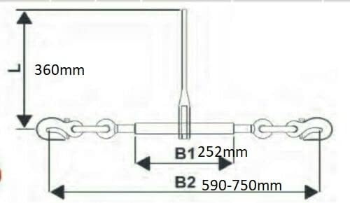 Ratschenspanner 8mm 4000daN Güteklasse8 mit Ausdrehsicherung 2 Verkürzungshaken für Zurrkette