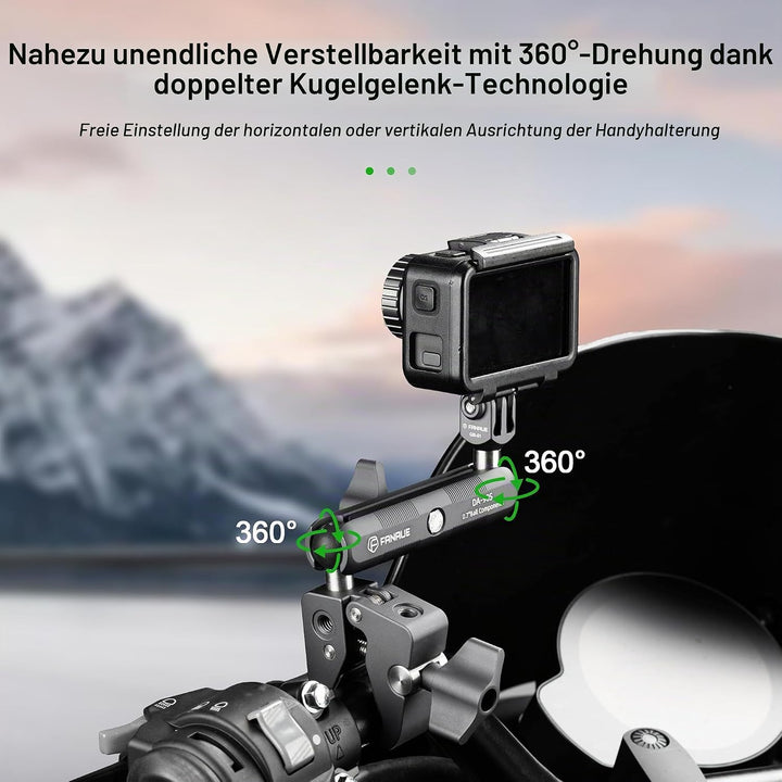 FANAUE Aluminium-Kugelkopf-Doppelbuchsenarm mit 17-mm-Kugelkopf-Adapter, kompatibel mit RAM-Halterun
