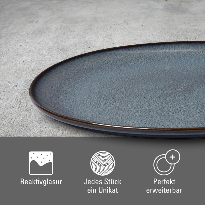 like. by Villeroy & Boch – Lave gris Servierplatte 32x31,5x3 cm, Servierplatte grau, Steingut, mikro