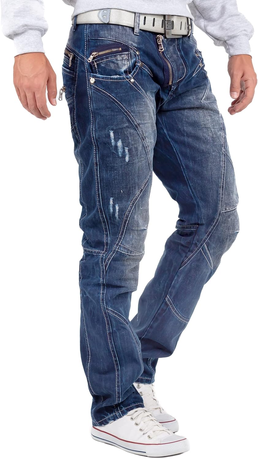 Cipo & Baxx Herren Jeans Regular Fit & Slim Fit – Stylische Denim für Männer mit Used Look, Reissver