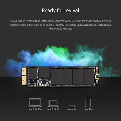 Transcend 240 GB JetDrive JDM 820 AHCI PCIe™ Gen3 x2 SSD TS240GJDM820 Ohne Thunderbolt-Gehäuse 240GB