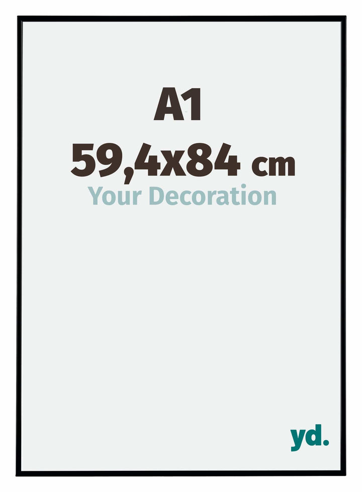 yd. Your Decoration - Bilderrahmen DIN A1 59,4x84 cm - Schwarz Matt - Bilderrahmen aus Kunststoff mi