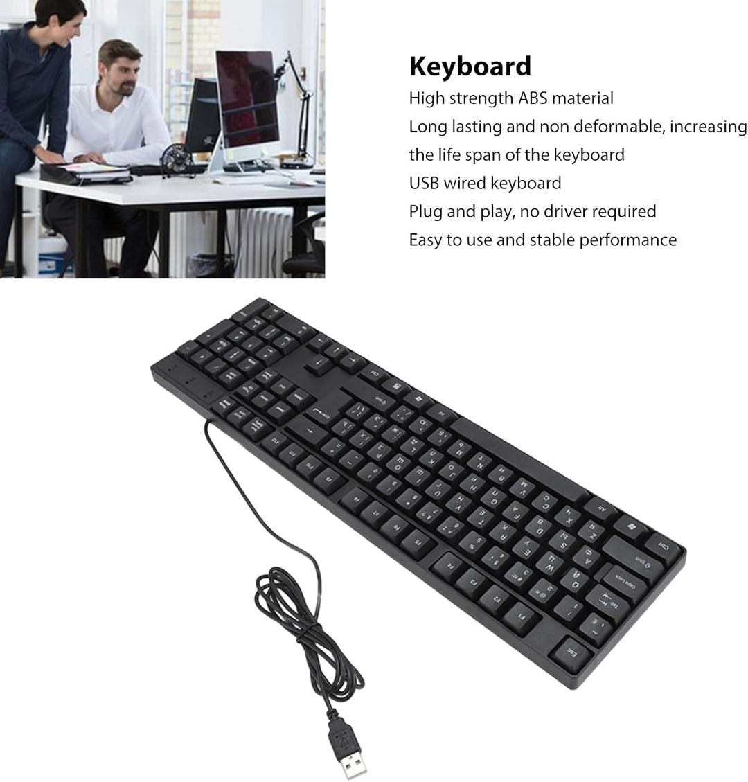 K1800 Minderheitensprachentastatur, 104 Tasten USB kabelgebundene Gaming Tastatur, Englisch/Russisch