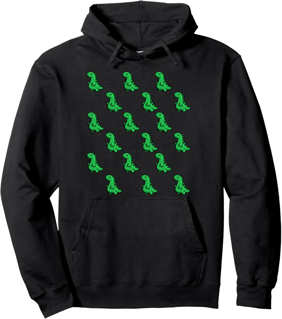 Dino Pattern Green Cute Dinosaur Animal Dino Lover Gift Pullover Hoodie