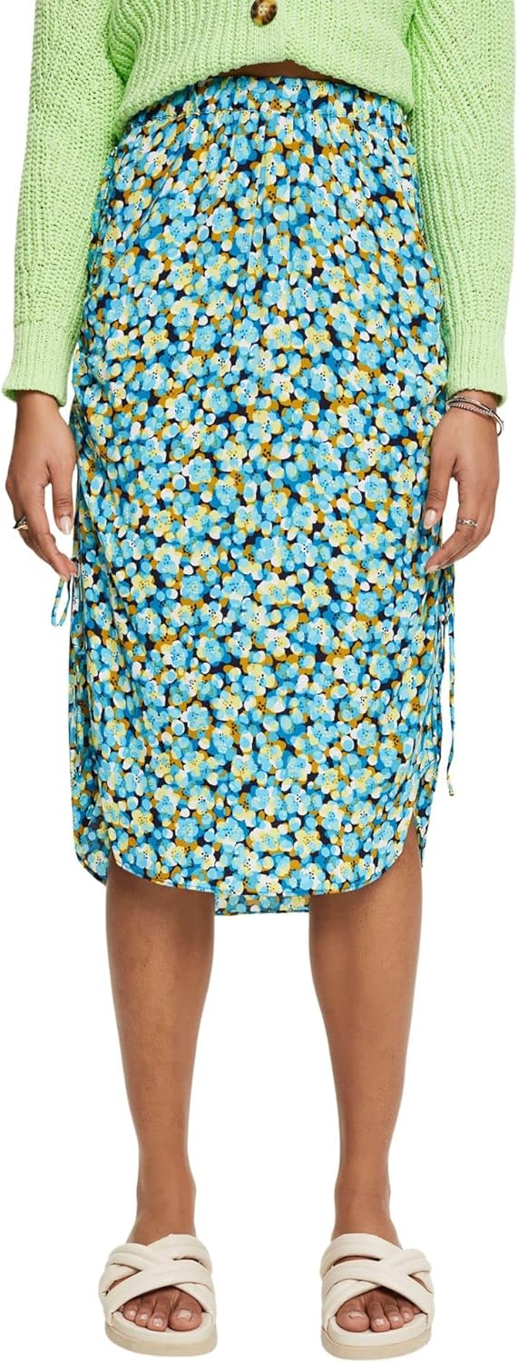 ESPRIT Geblümter Midirock mit Bindedetails 32 Turquoise, 32 Turquoise