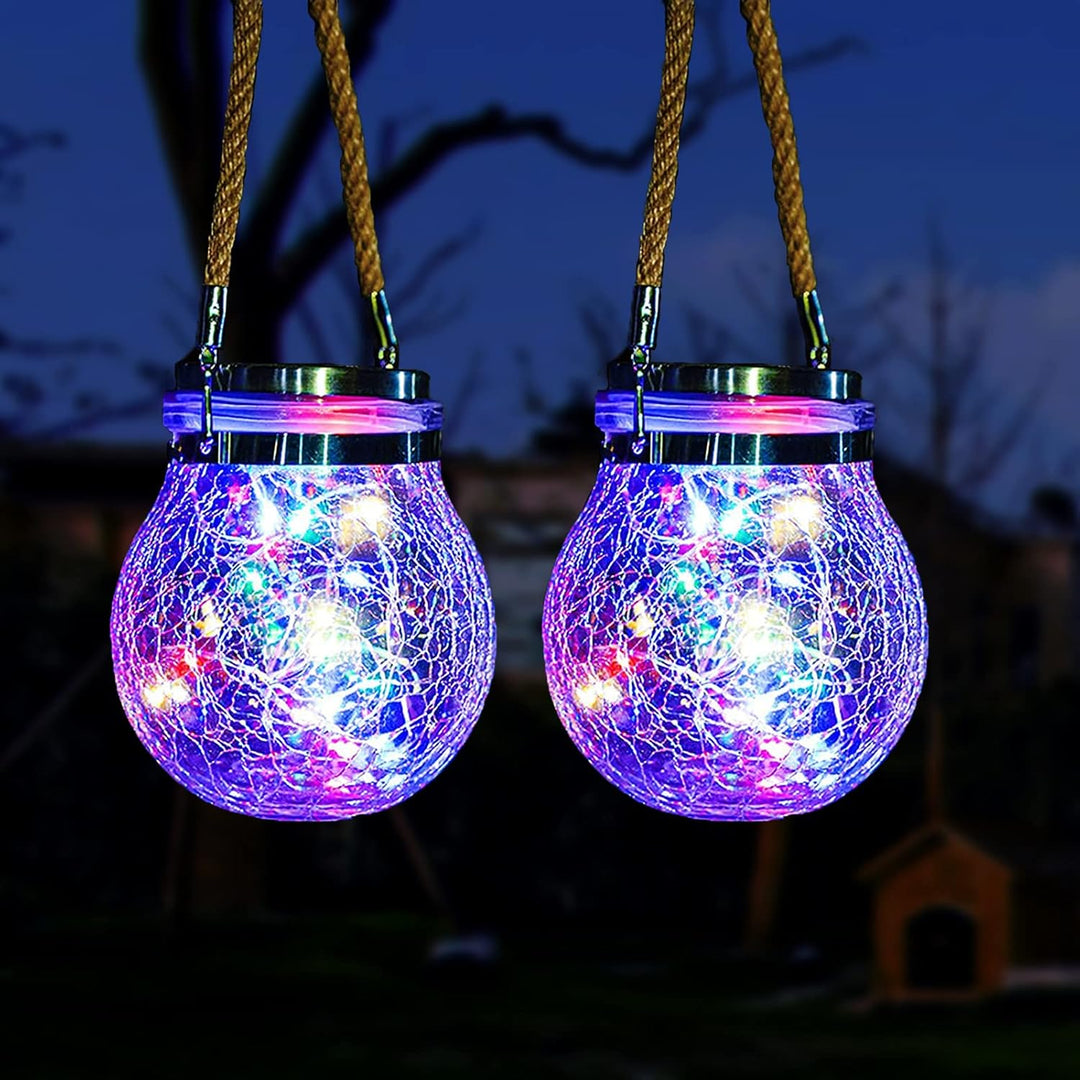 ZVO Solarlaterne für Aussen Hängend, 2 Stück 30 LED Solarlampen für Aussen Garten, Solarleuchten Out